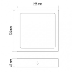 LED panel 224×224, čtvercový přisazený stříbrný, 18W neut.b.