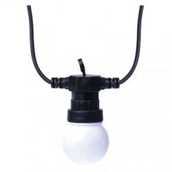 LED světelný řetěz – 10x párty žárovky mléčné, 5 m, venkovní i vnitřní, teplá bílá