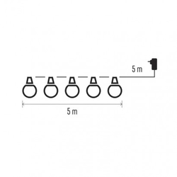 LED světelný řetěz – 10x párty žárovky mléčné, 5 m, venkovní i vnitřní, teplá bílá