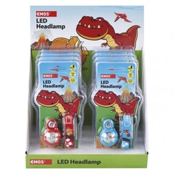 Dětská LED čelovka Dino, 2× CR2032, 8 ks