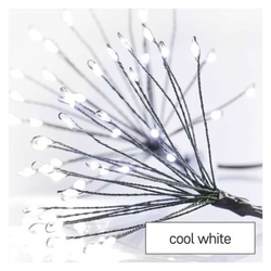 LED světelný řetěz – svítící trsy, nano, 8 m, vnitřní, studená bílá, časovač