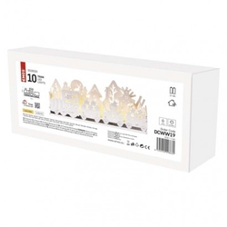 LED dekorace dřevěná – mašinka, vláček, 14 cm, 2x AA, vnitřní, teplá bílá, časovač
