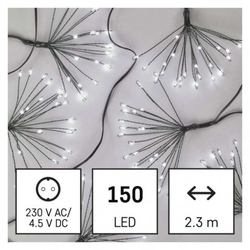 LED světelný řetěz – svítící trsy, nano, 2,35 m, vnitřní, studená bílá, časovač