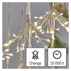 LED světelný řetěz – svítící trsy, nano, 2,35 m, vnitřní, teplá bílá, časovač
