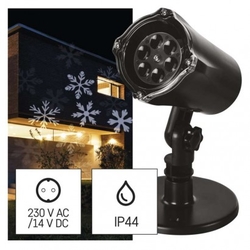 LED vánoční dekorativní projektor – vločky, venkovní i vnitřní, bílá