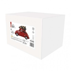 LED červené auto se Santou, 12,5 cm, 3x AA, vnitřní, teplá bílá