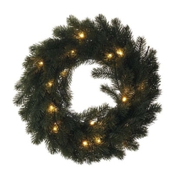 LED vánoční věnec, 40 cm, 2x AA, vnitřní, teplá bílá, časovač