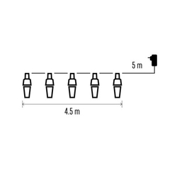 LED světelný řetěz – 10x párty žárovky, 4,5 m, venkovní i vnitřní, studená bílá