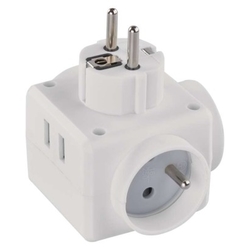 Rozbočovací zásuvka 3× kulatá, 2× USB