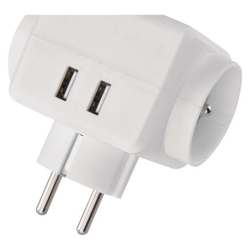 Rozbočovací zásuvka 3× kulatá, 2× USB