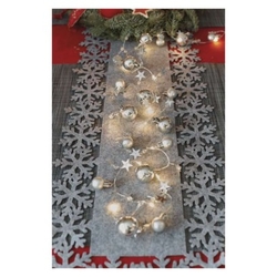 LED vánoční girlanda, stříbrné koule s hvězdami 1,9 m, 2x AA, vnitřní, teplá bílá, časovač