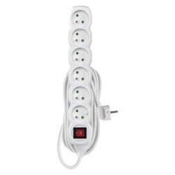Prodlužovací kabel s vypínačem – 6 zásuvky, 5m, bílý