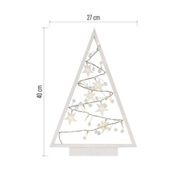 LED dekorace – svítící stromeček s ozdobami, 40 cm, 2x AA, vnitřní, teplá bílá, časovač