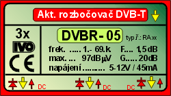IVO DVBR-05X aktivní rozbočovač 3x výstup"F" 20dB zisk