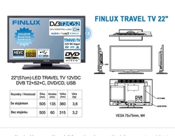 Finlux LED TV 22FDMF4760 DVB-T2/S2/C, DVD přehrávač, 12V, černá