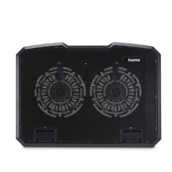 Hama chladicí stojan pro notebook Black Metal, 2 ventilátory, naklápěcí, modré podsvícení, tichý