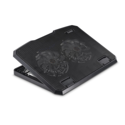 Hama chladicí stojan pro notebook Black Metal, 2 ventilátory, naklápěcí, modré podsvícení, tichý