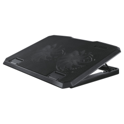 Hama chladicí stojan pro notebook Black Metal, 2 ventilátory, naklápěcí, modré podsvícení, tichý