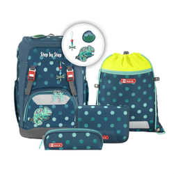 Školní batoh pro prvňáčky – 5dílný set, Step by Step GRADE Tropical Chameleon, AGR