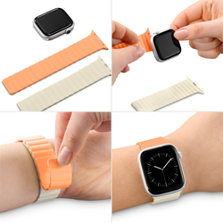 Hama Fantastic Feel, řemínek pro Apple Watch 38/40/41 mm, magnetický, oranžový/béžový