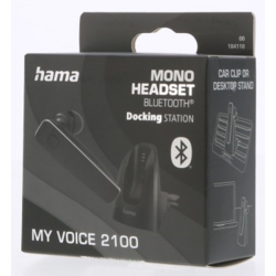 Hama MyVoice2100, mono Bluetooth headset, pro 2 zařízení, hlasový asistent (Siri, Google)