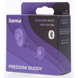 Hama Bluetooth sluchátka Freedom Buddy, špunty, nabíjecí pouzdro, fialová