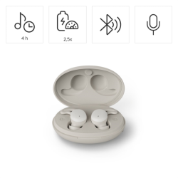 Hama Bluetooth sluchátka Spirit Calm, špunty, ergonomické na spaní, bílá/šedá