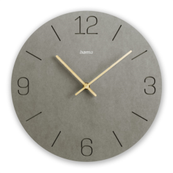 Hama Crete, nástěnné hodiny, průměr 30 cm, vyryté číslice, tiché, MDF, tmavě šedé