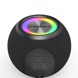 Hama Ball, Bluetooth reproduktor, 5 W, LED podsvícení, AUX-in, USB-A, microSD slot, černý
