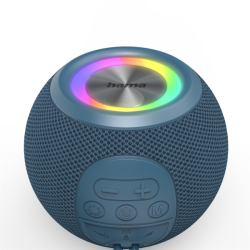 Hama Ball, Bluetooth reproduktor, 5 W, LED podsvícení, AUX-in, USB-A, microSD slot, modrý