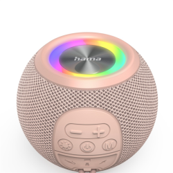 Hama Ball, Bluetooth reproduktor, 5 W, LED podsvícení, AUX-in, USB-A, microSD slot, růžový