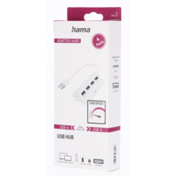 Hama USB hub, 4 porty, USB 2.0, 480 Mbit/s, bílý