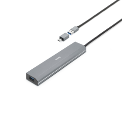 Hama USB hub, 7 portů, USB 3.2, 5 Gb/s, USB-C adaptér, síťový zdroj
