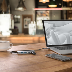 Hama USB hub, 4 porty, USB 3.2, 5 Gb/s, USB-C adaptér, síťový zdroj