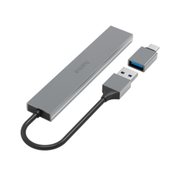 Hama USB hub, 4 porty, USB 3.2, 5 Gb/s, Ultra Slim, USB-C adaptér