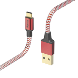 Hama kabel Reflective USB-C 2.0 typ A-C 1,5 m, červený