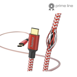 Hama kabel Reflective USB-C 2.0 typ C-C 1,5 m, červený