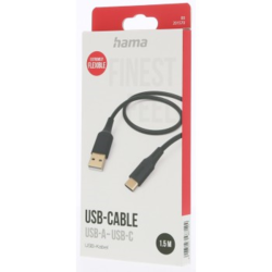 Hama kabel USB-C 2.0 typ A-C 1,5 m Flexible, silikonový, černá