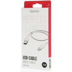 Hama kabel USB-C 2.0 typ A-C 1,5 m, bílá