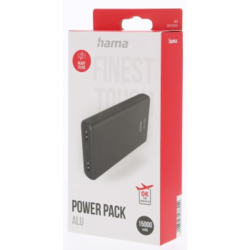 Hama ALU15HD, powerbanka, 15000 mAh, 3 výstupy: 1x USB-C, 2x USB-A, hliníkové provedení, antracitová