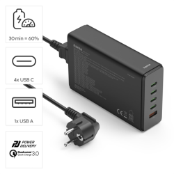 Hama USB nabíjecí stanice GaN, 4x USB-C PD, 1x USB-A QC, 240 W