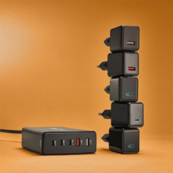 Hama USB nabíjecí stanice GaN, 3x USB-C PD, 2x USB-A (1x QC), 140 W