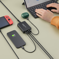 Hama USB nabíjecí stanice GaN, 2x USB-C PD, 2x USB-A QC, 65 W