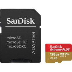 SanDisk Extreme PLUS microSDXC 128 GB + SD Adapter 200 MB/s and 90 MB/s A2 C10 V30 UHS-I U3