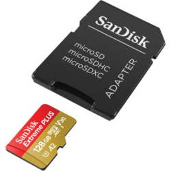 SanDisk Extreme PLUS microSDXC 128 GB + SD Adapter 200 MB/s and 90 MB/s A2 C10 V30 UHS-I U3