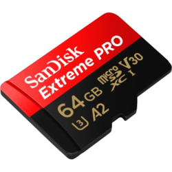 SanDisk Extreme PRO microSDXC 64 GB + SD Adapter 200 MB/s and 90 MB/s  A2 C10 V30 UHS-I U3