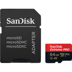 SanDisk Extreme PRO microSDXC 64 GB + SD Adapter 200 MB/s and 90 MB/s  A2 C10 V30 UHS-I U3