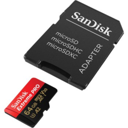 SanDisk Extreme PRO microSDXC 64 GB + SD Adapter 200 MB/s and 90 MB/s  A2 C10 V30 UHS-I U3