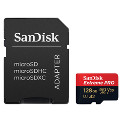 SanDisk Extreme PRO microSDXC 128 GB + SD Adapter 200 MB/s and 90 MB/s  A2 C10 V30 UHS-I U3
