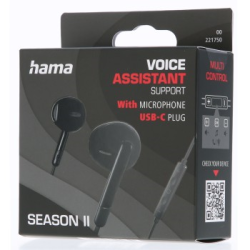 Hama USB-C sluchátka s mikrofonem Season II, pecky, černá